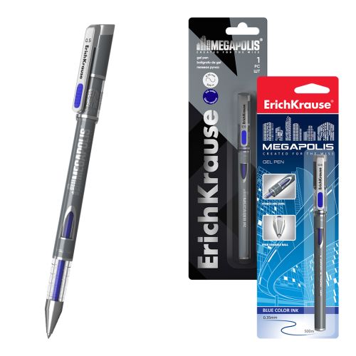 Фото товара Ручка гелевая ErichKrause MEGAPOLIS® Gel Stick 0.5, цвет чернил синий (в блистере по 1 шт.) — Krasavita.by