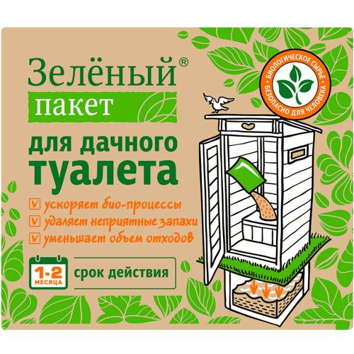 Фото товара Зеленый пакет для дачного туалета 112 порошок 30 г — Krasavita.by