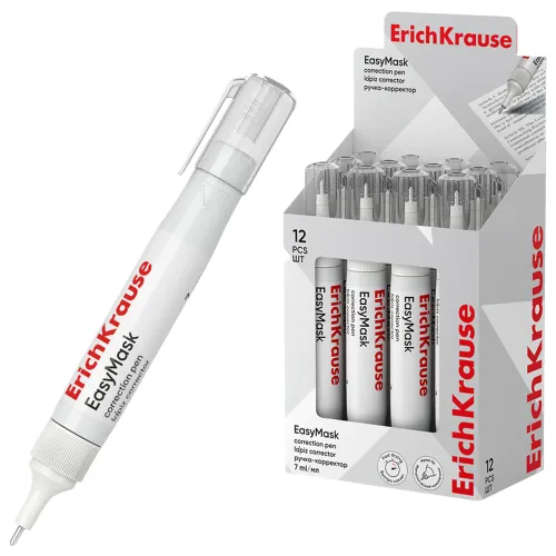 Фото товара Ручка-корректор ErichKrause EasyMask, 7мл (в дисплее по 12 шт.) — Krasavita.by