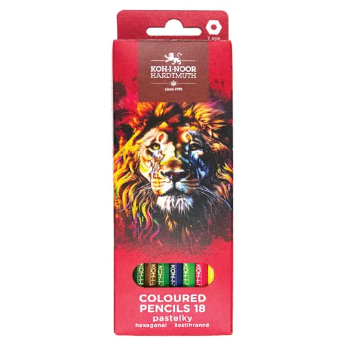 Фото товара Карандаши цветные KOH-I-NOOR "RED LION" 18 цветов, шестигранные, 2,8 мм, натуральное дерево, 3553/18 — Krasavita.by