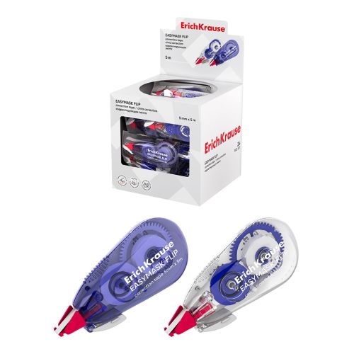 Фото товара Корректирующая лента ErichKrause EasyMask Flip, 5мм х 5м, ассорти (в дисплее по 24 шт.) — Krasavita.by