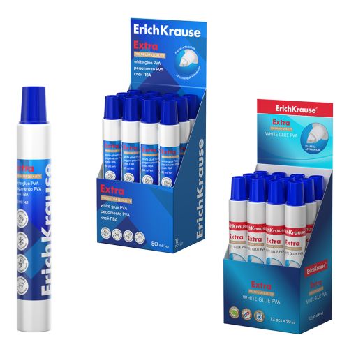 Клей ПВА ErichKrause Extra, 50мл (в дисплее по 12 шт.)