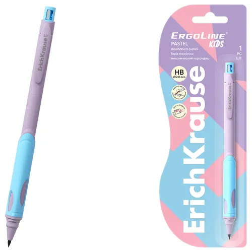 Фото товара Карандаш механический ErichKrause ErgoLine® Kids Pastel 2.0 мм, с точилкой, НВ (в блистере 1 шт.) — Krasavita.by