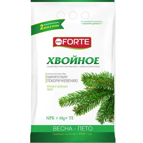 Фото товара Bona Forte Удобрение комплексное гранулированное с микроэл. Хвойное (весна-лето) пак. 2кг/8 46300359 — Krasavita.by