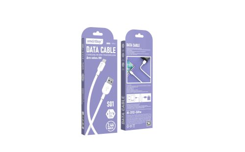 Фото товара Кабель для зарядки и передачи данных S01 Type C белый, 2.4 А, 1 м, Smartbuy (iK-3112-S01w) — Krasavita.by