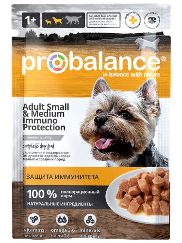 Фото товара ProBalance 85г Small&Medium для взрослых собак малых и средних пород (пауч) — Krasavita.by