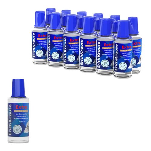 Клей канцелярский ErichKrause Extra, 30мл, ассорти (в пластиковом поддоне по 12 шт.)
