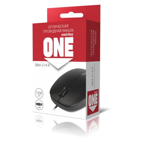 Фото товара Мышь проводная Smartbuy ONE 214-K черная (SBM-214-K) / 100 — Krasavita.by