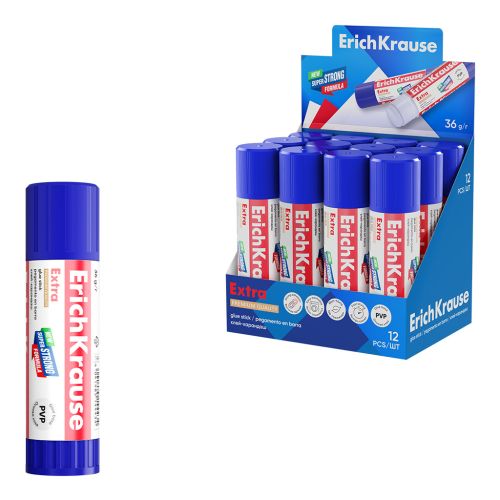 Клей-карандаш ErichKrause Extra, 36г (в коробке-дисплее по 12 шт.)