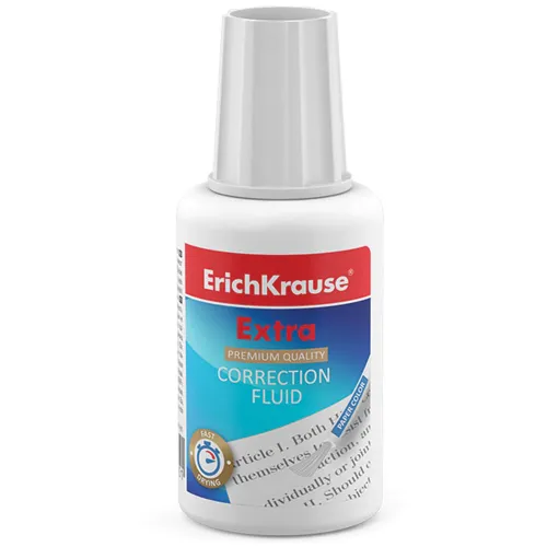 Фото товара Корректирующая жидкость с кисточкой ErichKrause Extra, 20г (в пластиковом поддоне по 10 шт.) — Krasavita.by