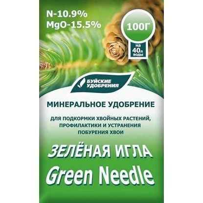 Фото товара Водорастворимое минеральное удобрние "ЗЕЛЕНАЯ ИГЛА"  100гр  /4607019652914/ — Krasavita.by