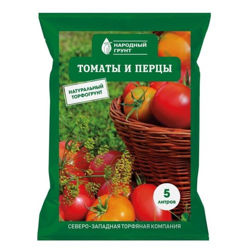 Фото товара Грунт Томаты и перцы " Народный грунт" 5л. 4607049612599 — Krasavita.by