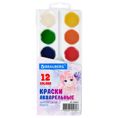 Фото товара Краски аквар. 12цв. "Brauberg" "Аниме" медовые  б/к 4606224451893 — Krasavita.by
