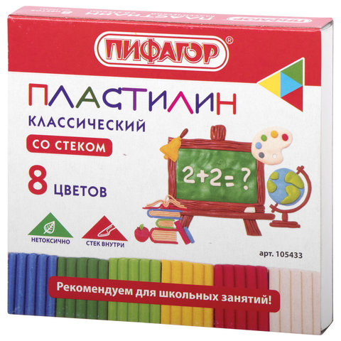 Фото товара Пластилин классический 8 цветов 120г — Krasavita.by