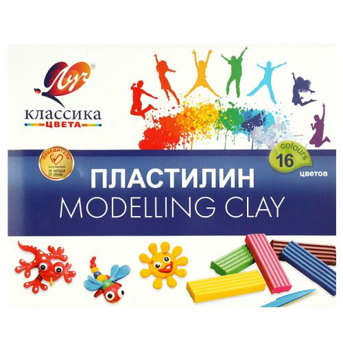 Фото товара Пластилин Классика 16 цветов 320г со стеком — Krasavita.by
