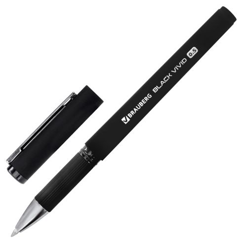 Фото товара Ручка гелевая черная Black Vivid корпус soft-touch с резиновым держателем стандартный узел — Krasavita.by