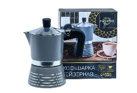Фото товара КОФЕВАРКА ГЕЙЗЕРНАЯ металлическая с пластмассовой ручкой "Moka" на 3 чашки 150 мл (арт. 29539794, ко — Krasavita.by