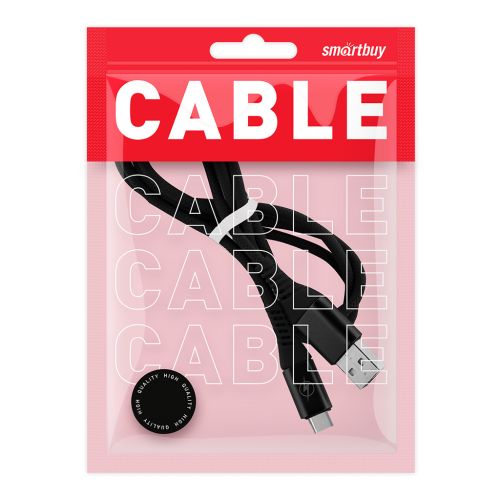 Фото товара Дата-кабель Smartbuy Type C кабель в рез.оплет. Gear, 1м. мет.након.,<2А,черн.(iK-3112ERG black)/100 — Krasavita.by
