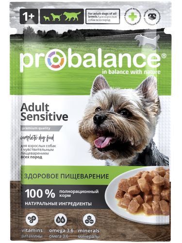 Фото товара ProBalance 85г Sensitive корм д/собак чувствительное пищеварение (пауч) — Krasavita.by