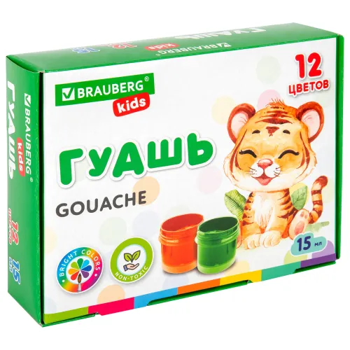 Фото товара Гуашь 12цв. "Brauberg kids" по 15мл, 4606224451947 — Krasavita.by
