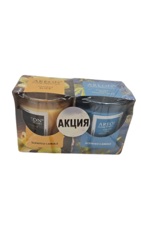 Фото товара Набор свеча ароматическая AREON Under The Mystic Tree 120 г и Vanilla Black 120 г — Krasavita.by