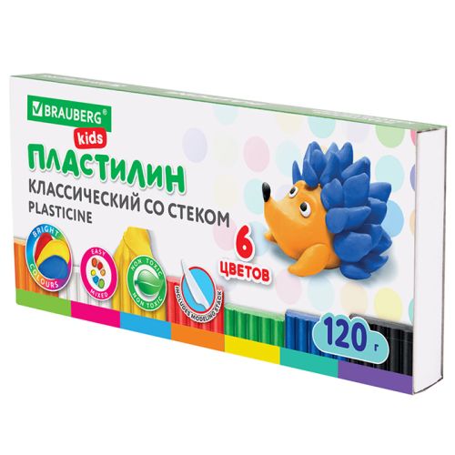 Фото товара Пластилин 6 цветов классический 120г — Krasavita.by