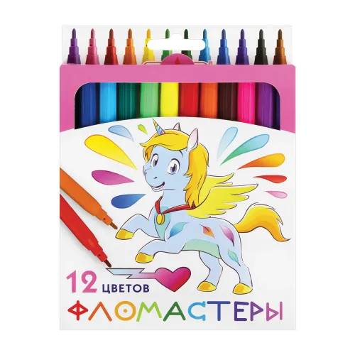 Фото товара Фломастеры 12цв "Пифагор" "Единорог" — Krasavita.by