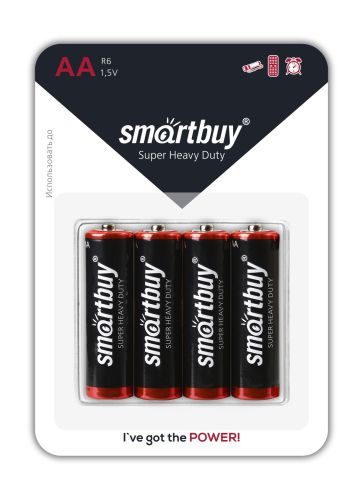 Фото товара Батарейка солевая Smartbuy R6/4B (48/960)  (SBBZ-2A04B) — Krasavita.by