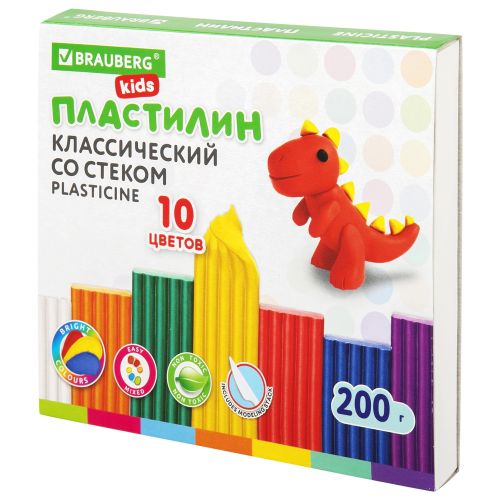 Фото товара Пластилин 10 цветов классический Kids 200г — Krasavita.by