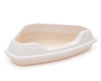 Лоток для кошек угловой (с бортом)(бежевый)