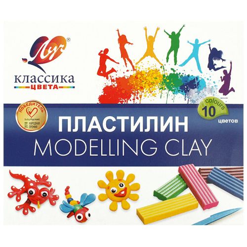 Фото товара Пластилин Классика 10 цветов 200г со стеком — Krasavita.by