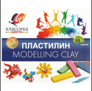 Фото товара Пластилин 10цв. "Классика" 200гр со стеком  Луч 4601185000333 — Krasavita.by