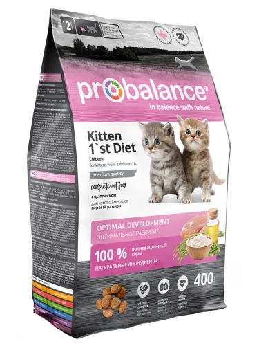 Фото товара ProBalance 400 гр 1'st Diet Корм сухой  д/котят c цыпленком — Krasavita.by