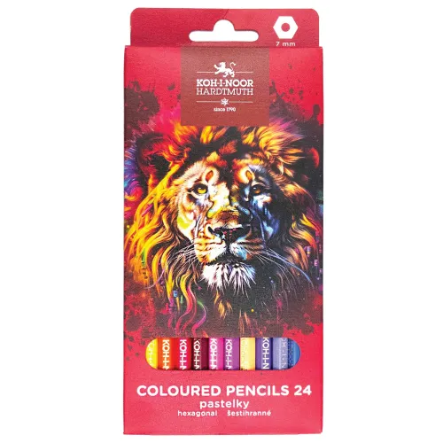 Фото товара Карандаши цветные KOH-I-NOOR "RED LION" 24 цвета, шестигранные, 2,8 мм, натуральное дерево, 3554/24 — Krasavita.by