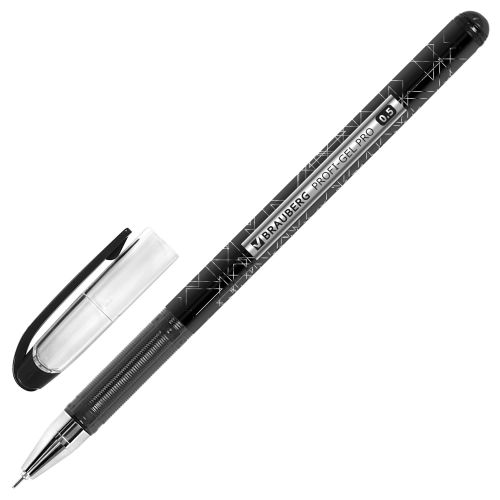 Фото товара Ручка гелевая черная Profi-Gel Pro игольчатый наконечник тонированный корпус с печатью и рифлением зоны захвата — Krasavita.by