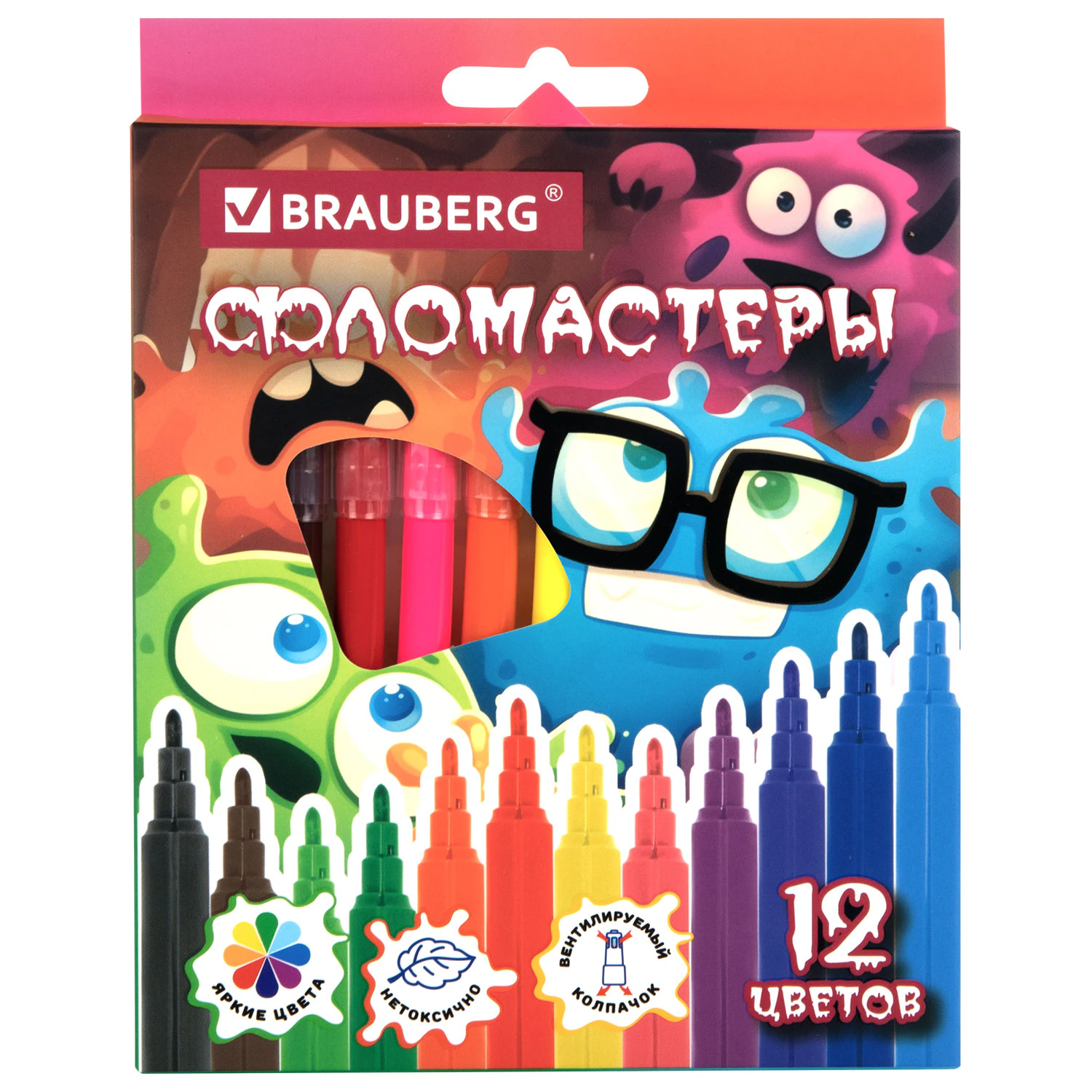 Фото товара Фломастеры, 12 цветов, BRAUBERG, 152622 — Krasavita.by