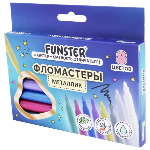 Фото товара Фломастеры FUNSTER 8 цветов металлик, 152630 — Krasavita.by