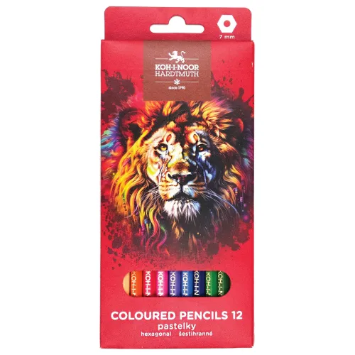 Фото товара Карандаши цветные KOH-I-NOOR "RED LION" 12 цветов, шестигранные, 2,8 мм, натуральное дерево, 3552/12 — Krasavita.by