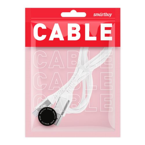 Фото товара Дата-кабель Smartbuy Type C кабель в рез.оплет. Gear, 1м. мет.након.,<2А, бел.(iK-3112ERG white)/100 — Krasavita.by