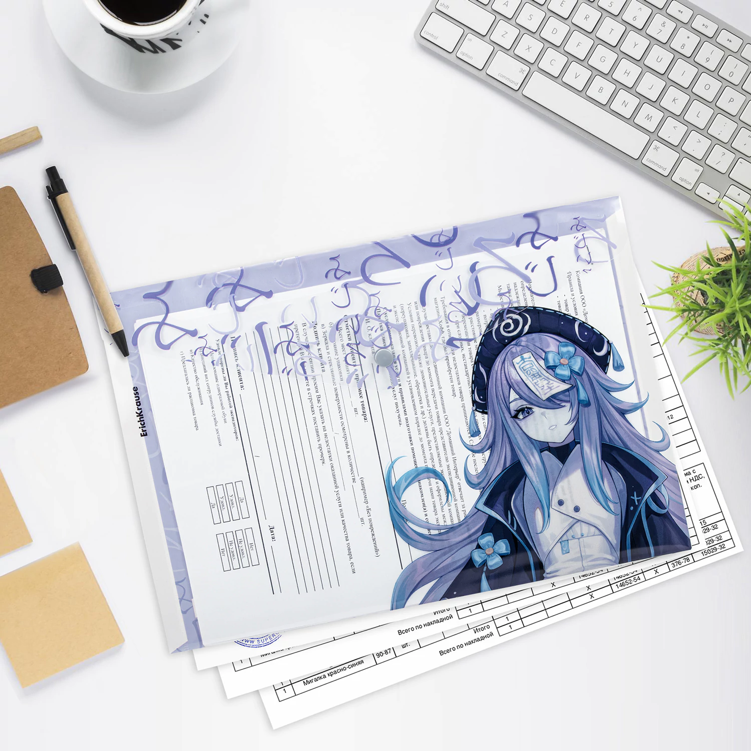 Фото товара Папка-конверт Manga Girls A4 на кнопке — Krasavita.by