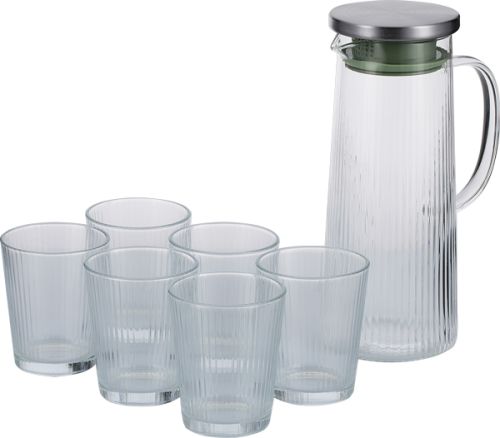 Фото товара Набор кувшин 1,4 л и 6 стаканов 0,26 л 7 предметов Deli Glass — Krasavita.by