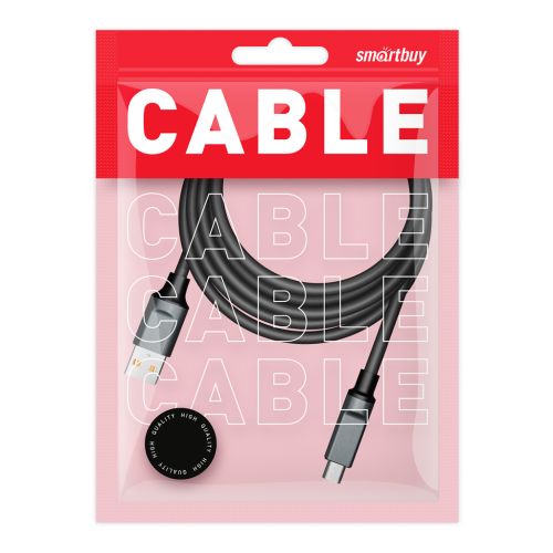 Фото товара Кабель для зарядки и передачи данных, супертолстый BOLD MICRO USB черный, 3А, TPE, 1 м, Smartbuy — Krasavita.by