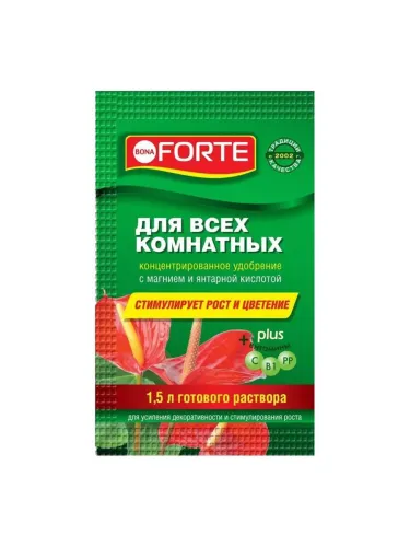 Фото товара Bona Forte Красота удобр. для всех комнатных, пак.10 мл/25/75 4630035960558 — Krasavita.by