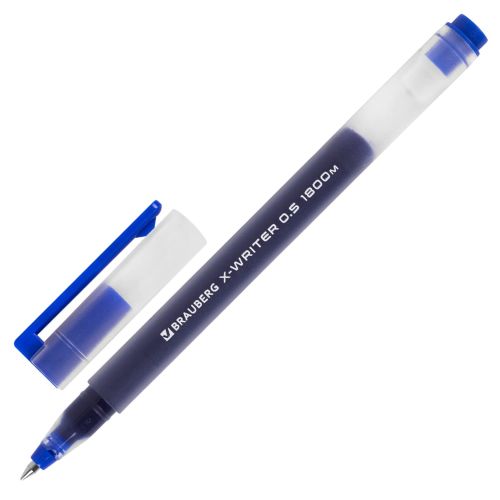 Фото товара Ручка гелевая синяя X-Writer 1800 бесстержневая увеличенная длина письма прозрачный корпус стандартный узел — Krasavita.by