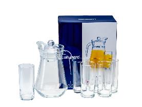 НАБОР ДЛЯ ПИТЬЯ стеклянный "Beverage" 7 пр.: кувшин 1,3 л, 6 стаканов 270 мл (арт. P5930, код 293827