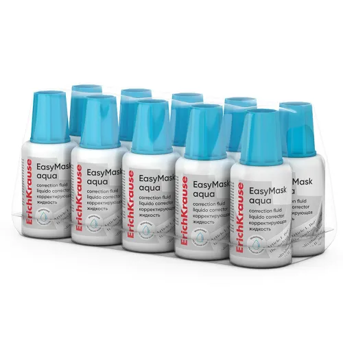 Фото товара Корректирующая жидкость с кисточкой ErichKrause EasyMask Aqua, на водной основе, 20г (в пластиковом — Krasavita.by