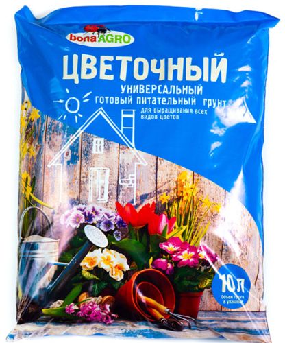 Фото товара Грунт питательный bonaAGRO ЦВЕТОЧНЫЙ 10 л — Krasavita.by