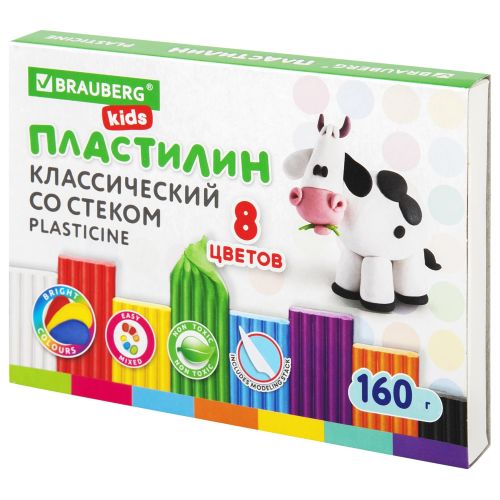 Фото товара Пластилин 8 цветов классический Kids 160г — Krasavita.by