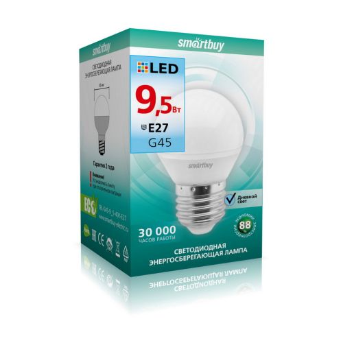 Фото товара Светодиодная (LED) Лампа Smartbuy-G45-9,5W/4000/E27 (SBL-G45-9_5-40K-E27) — Krasavita.by