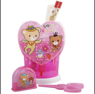 Набор настольный детский 5пр "Darvish"(подставка,точилка с контейнером,2 ч/гр карандаша,линейка 15см